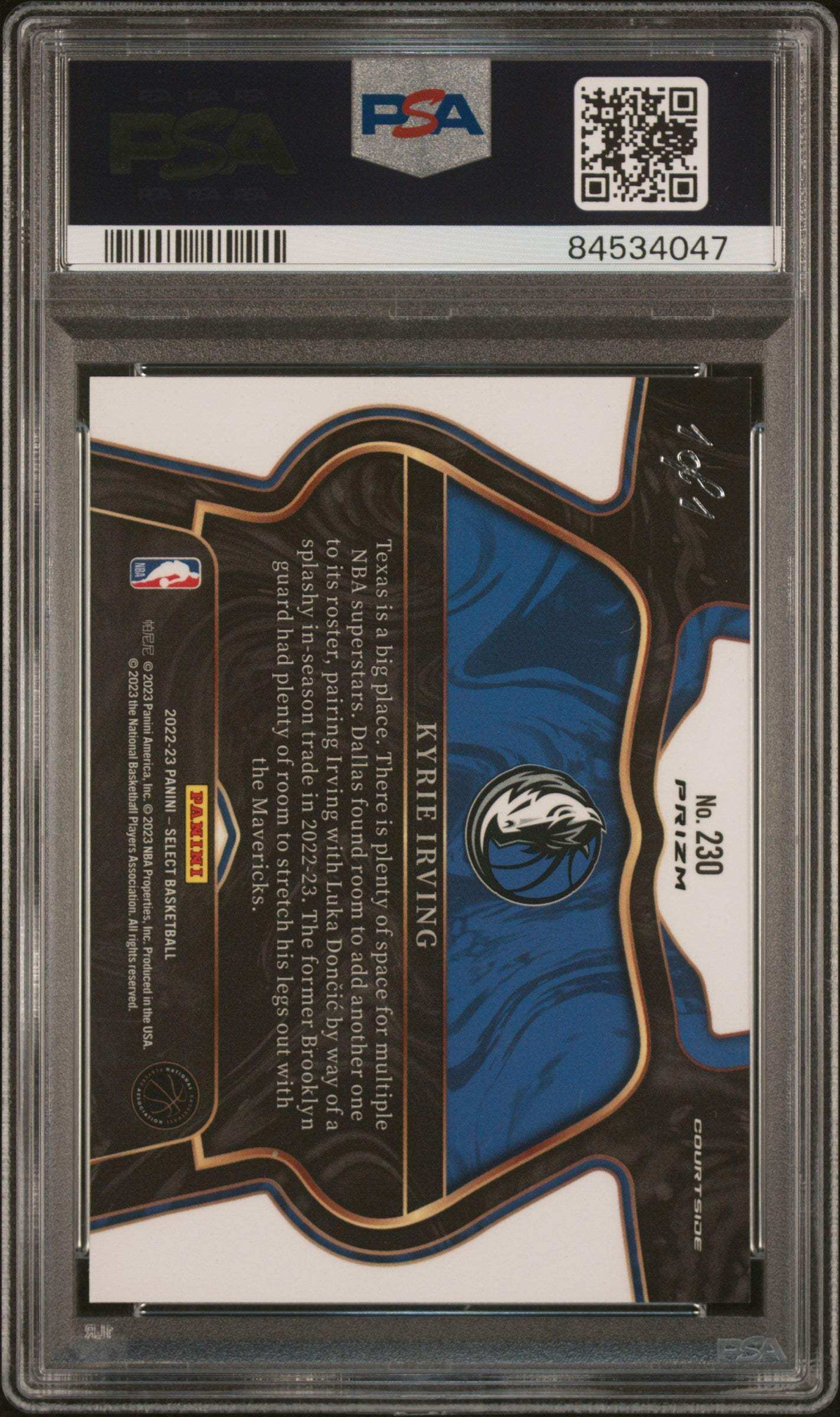 2022 Panini Select Kyrie Irving #230 Black 1 1 PSA 8