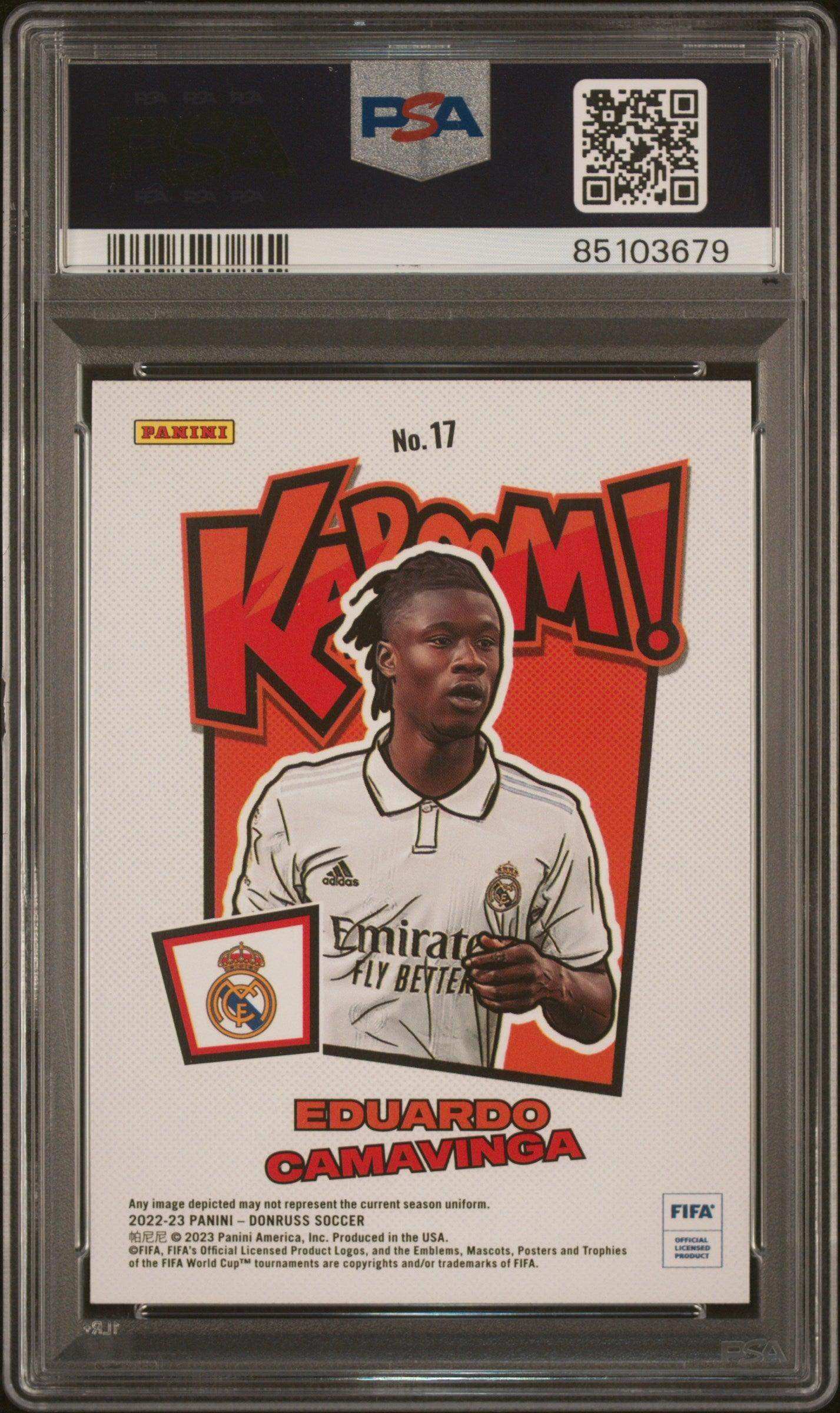 2022 Panini Donruss FIFA Kaboom! Eduardo Camavinga #17 Kaboom! PSA 10