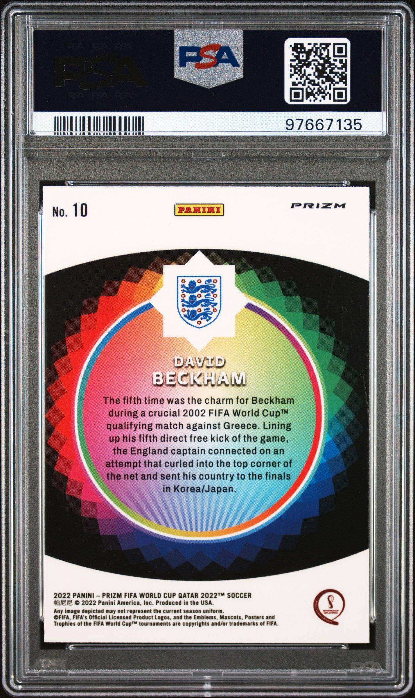 2022 Panini Prizm World Cup Qatar Color Wheel David Beckham #10 Color Wheel PSA