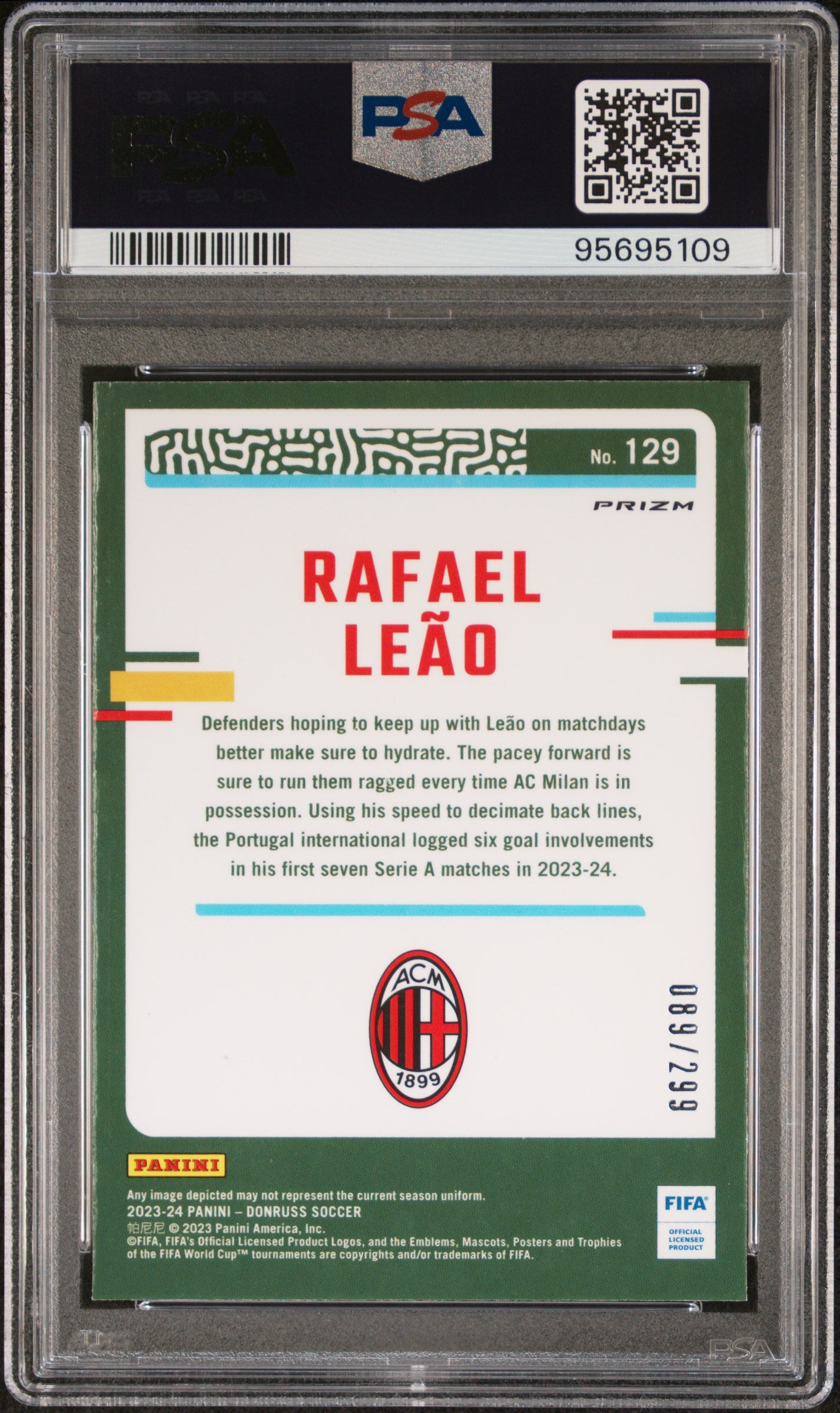 2023-24 Panini Donruss FIFA Rafael Leao #129 Optic Red PSA 9