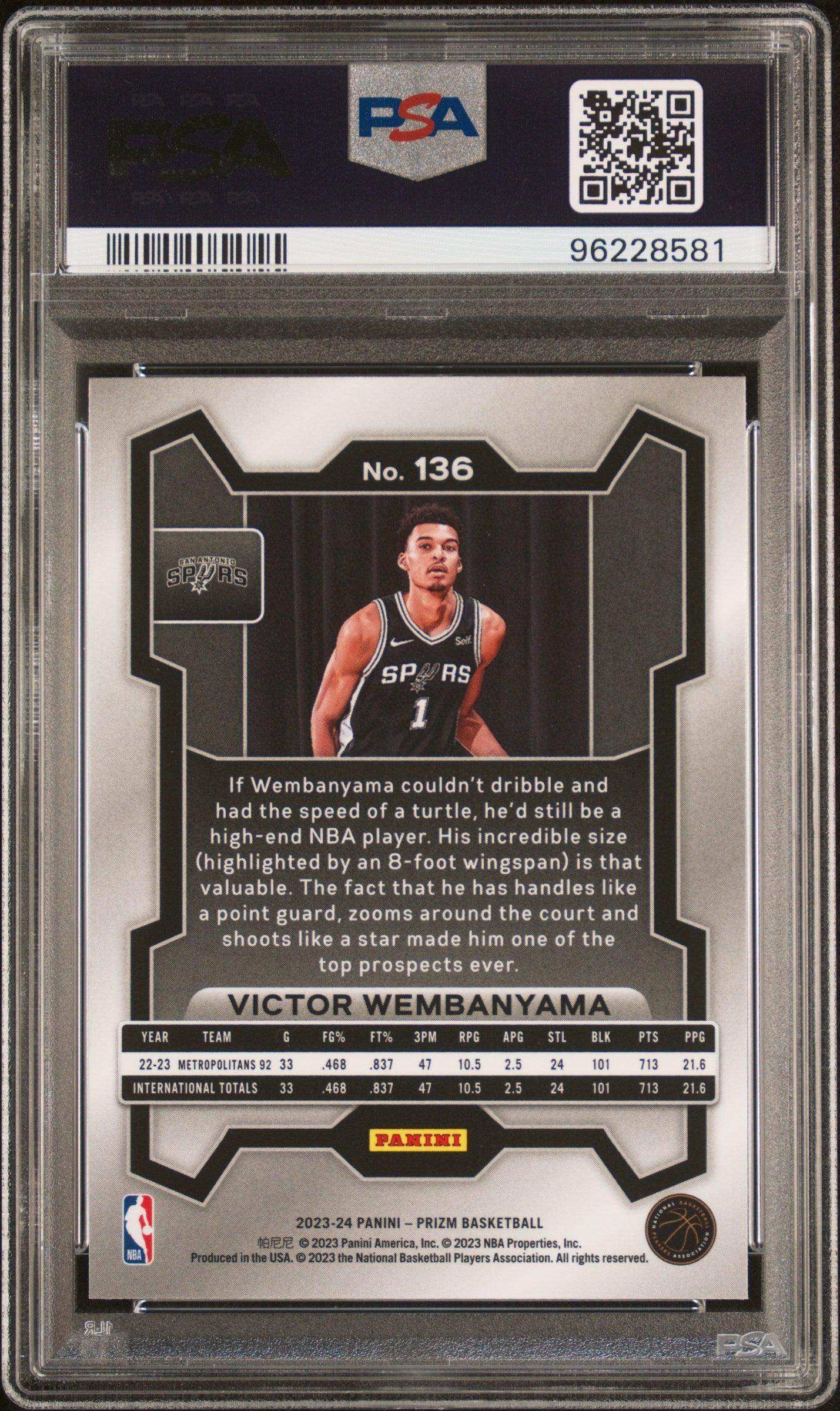 2023 Panini Prizm Victor Wembanyama #136 PSA 9