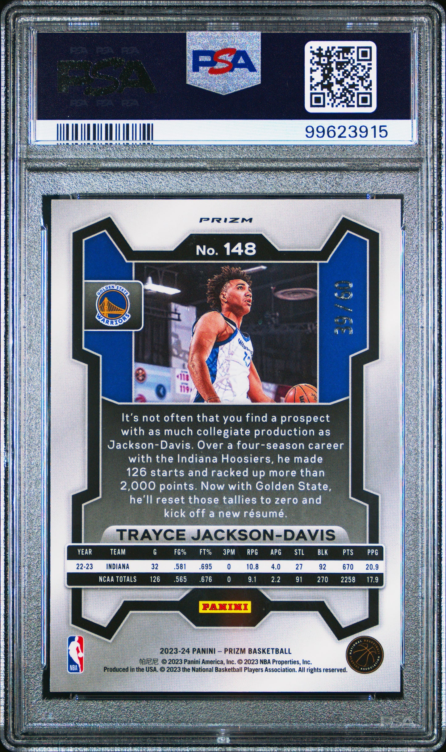 2023 Panini Prizm Trayce Jackson-Davis #148 Orange Wave PSA 10