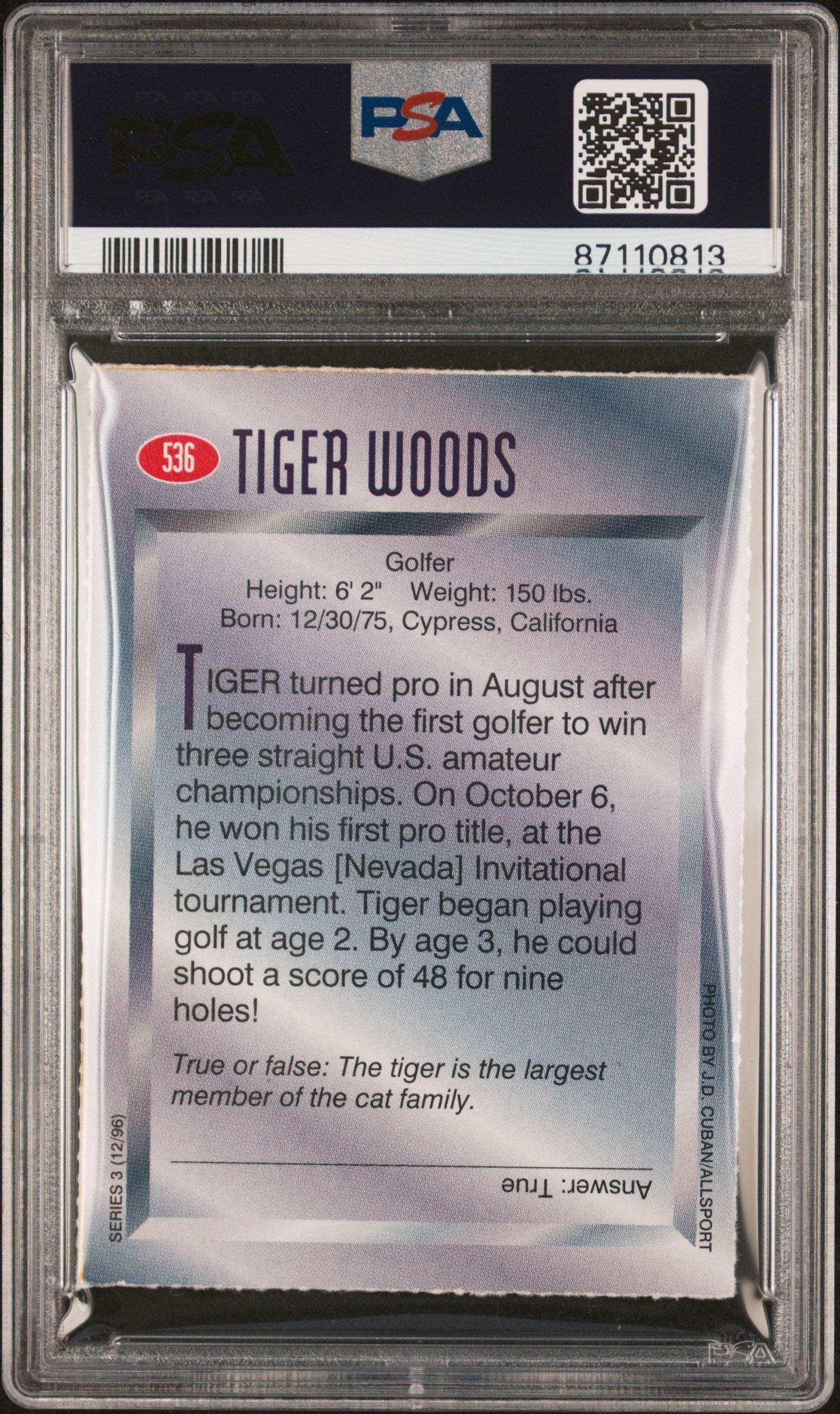 1996 S.I. For Kids Series 3 Tiger Woods #536 PSA 8