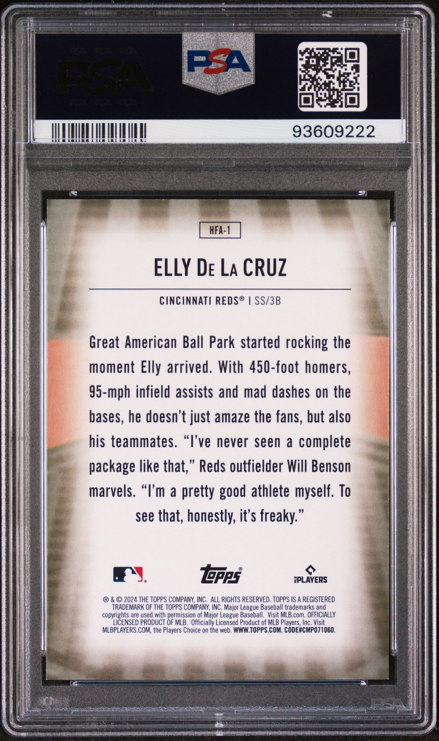 2024 Topps Home Field Advantage Elly De La Cruz #HFA1 PSA 10