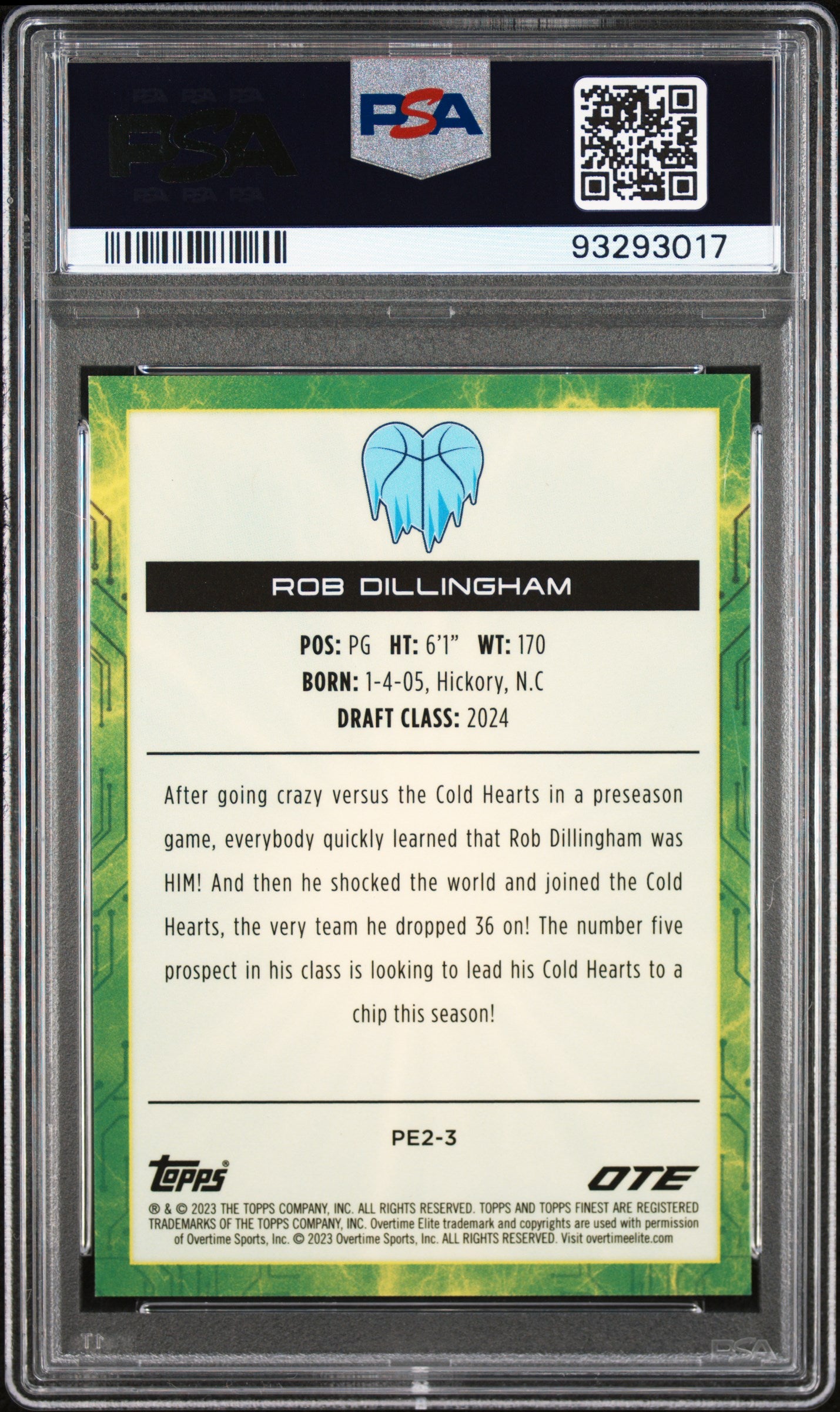 2022 Topps Finest Overtime Elite Planet Elite 2 Rob Dillingham #PE23 Gold Raywave PSA 9