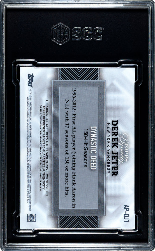 2017 Topps Dynasty Derek Jeter #AP-DJ1 Autograph Patch SGC 10