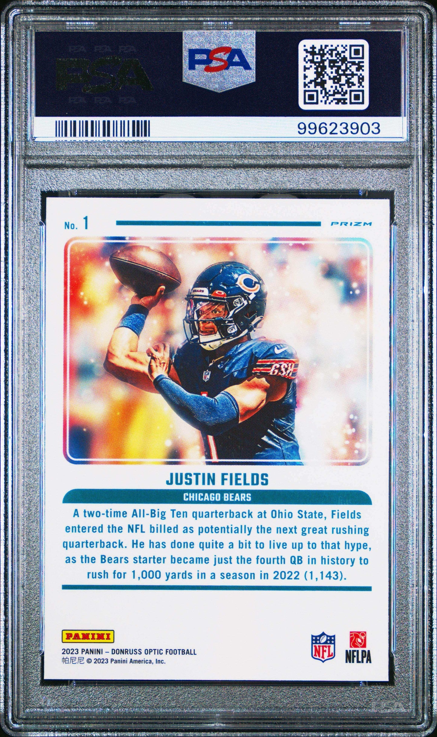 2023 Panini Donruss Optic Mythical Justin Fields #1 PSA 9