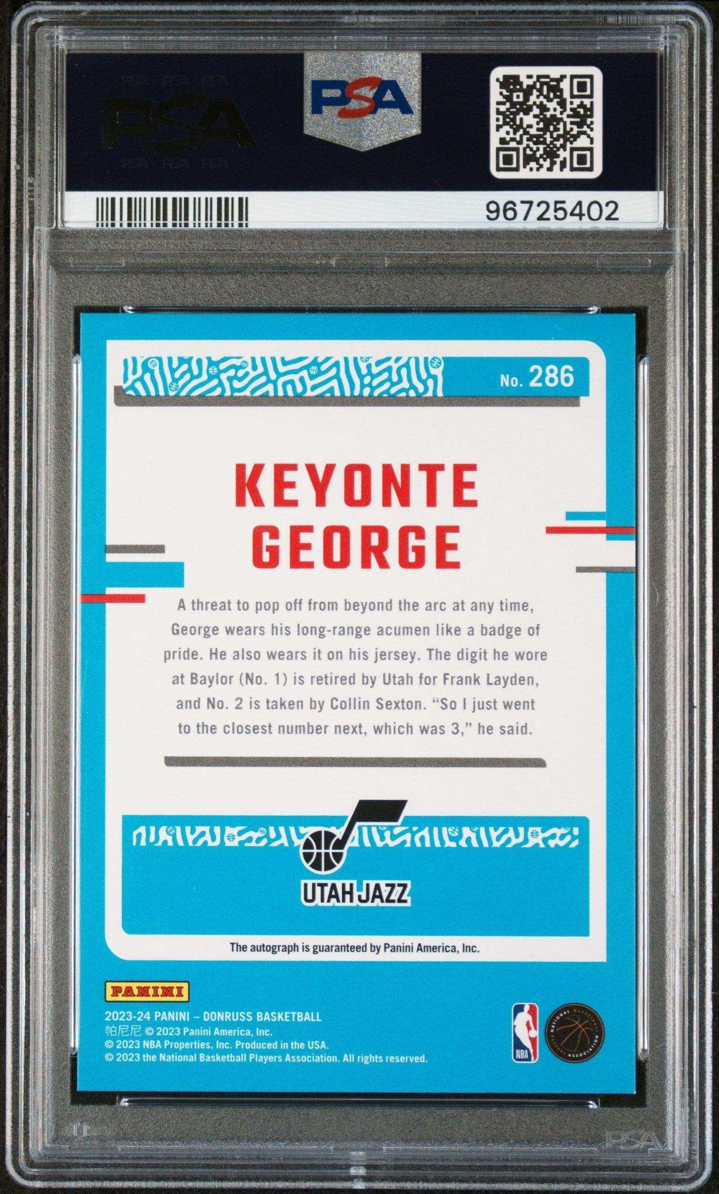 2023 Panini Donruss Keyonte George #286 Rated Rookie SIG Frame Holo PSA