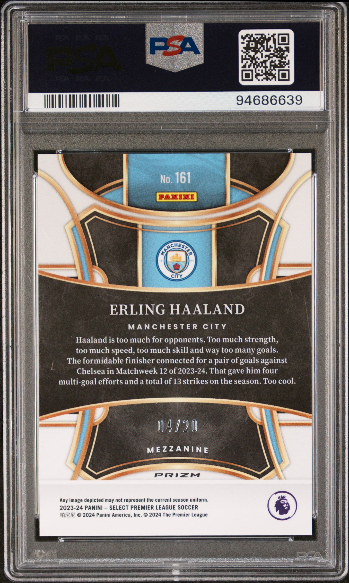 2023-24 Panini Select Premier League Erling Haaland #161 White PSA 10