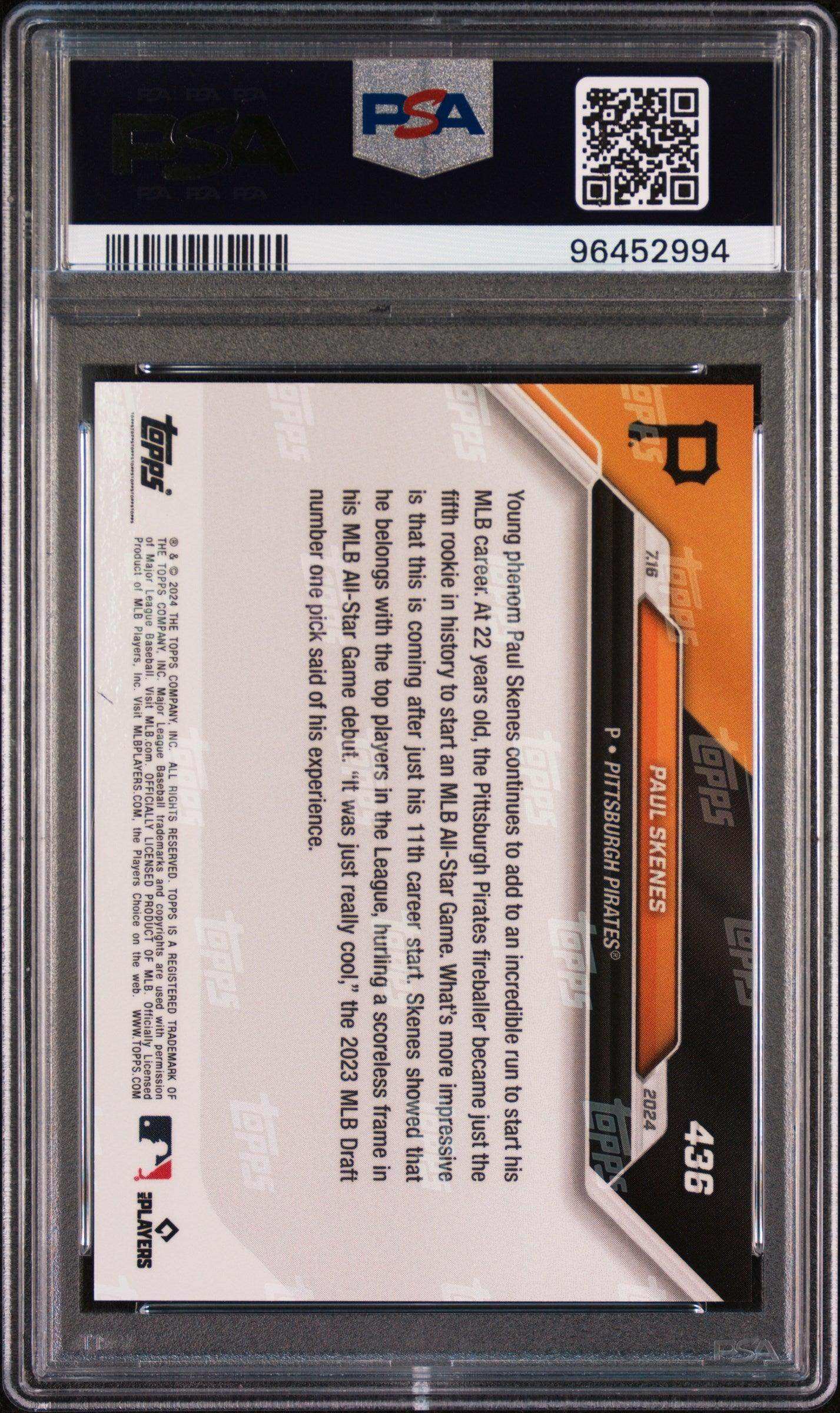 2024 Topps Now Paul Skenes #436 PSA 10