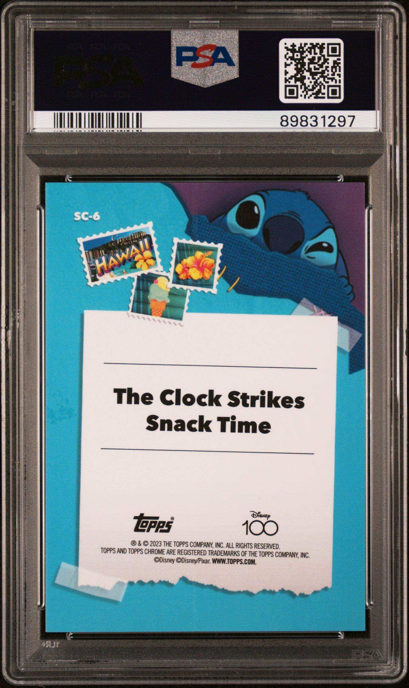 2023 Topps Chrome Disney100 Stitch In Costume Clock Strk Snack Time #SC6 PSA 10