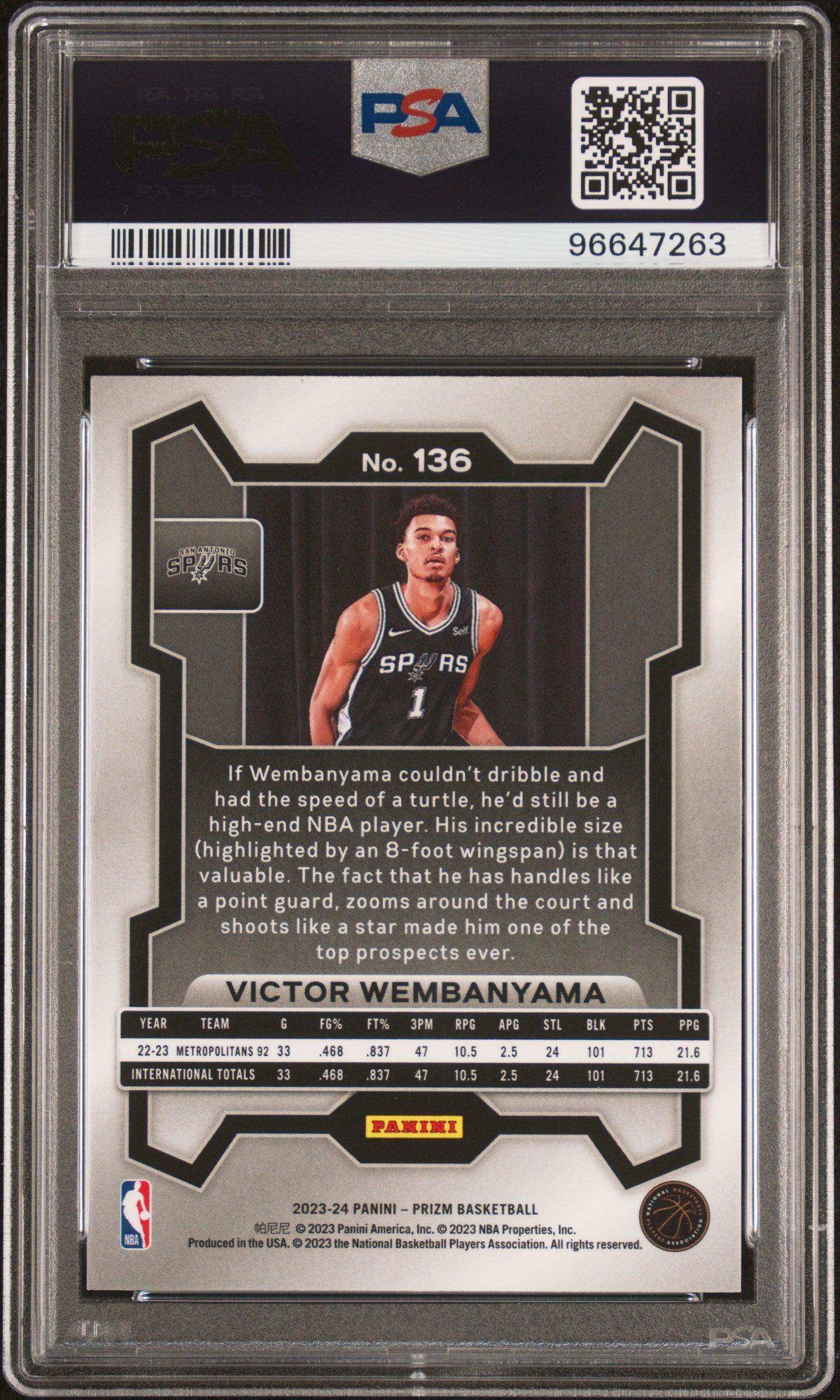 2023 Panini Prizm Victor Wembanyama #136 PSA 9