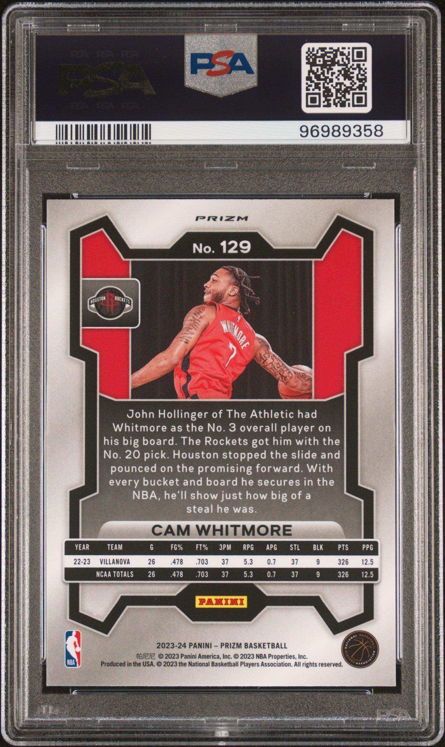 2023 Panini Prizm Cam Whitmore #129 Red Ice PSA 10