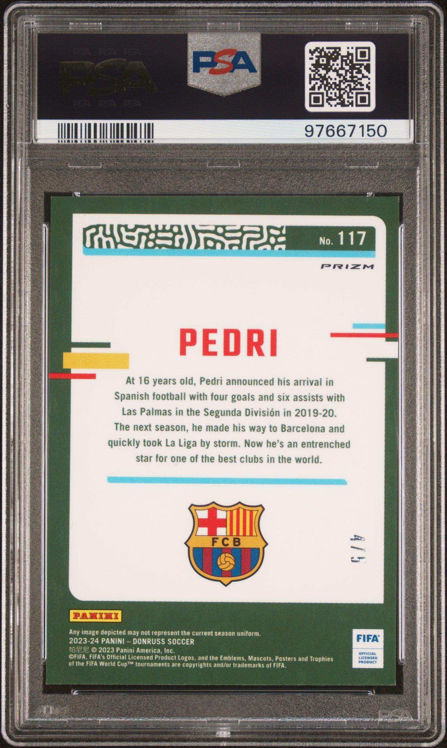 2023-24 Panini Donruss FIFA Pedri #117 Green PSA