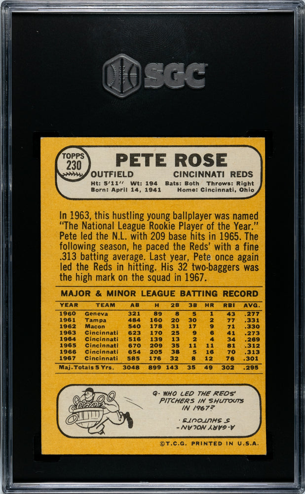 1968 Topps Pete Rose #230 SGC 7.5