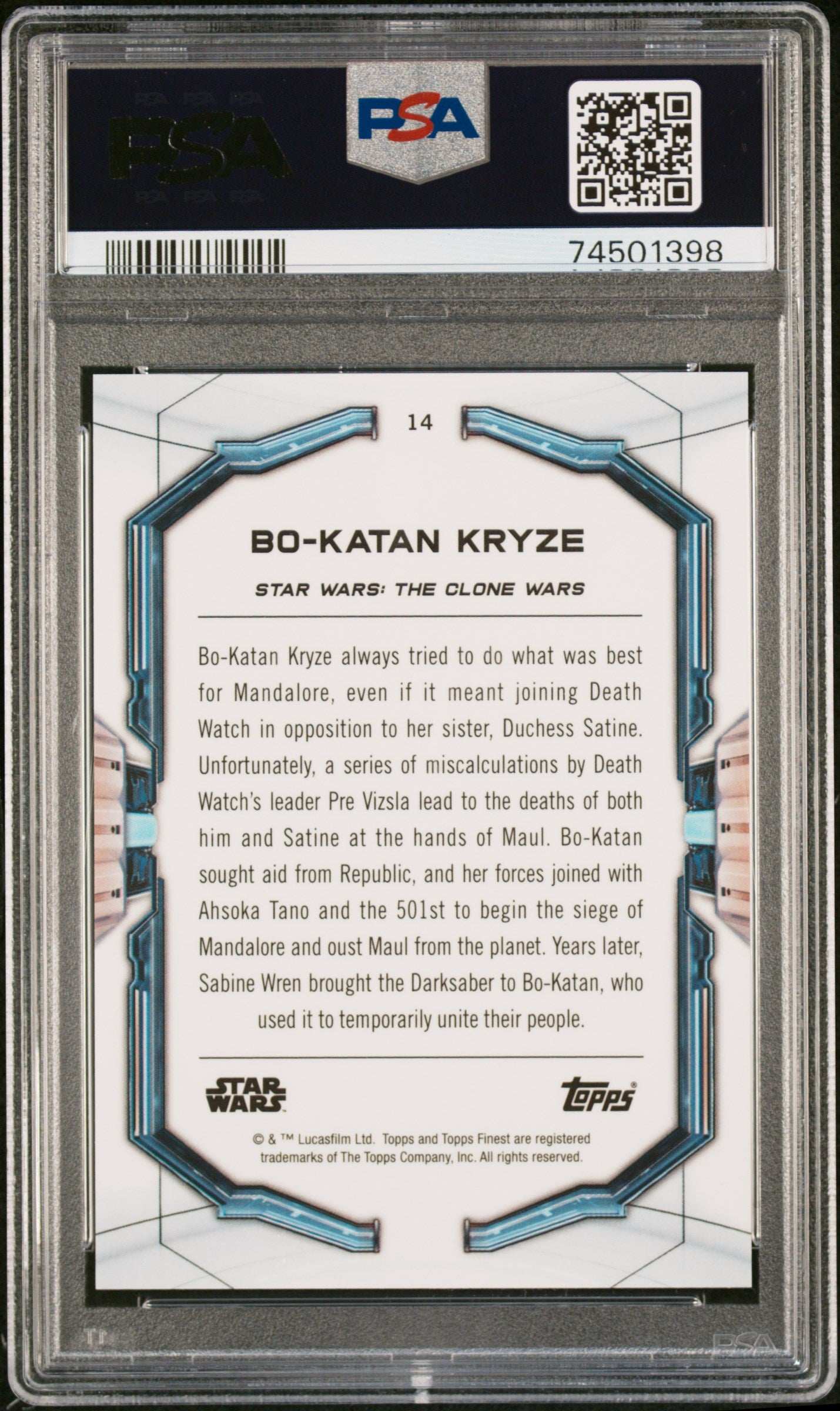 2022 Topps Finest Star Wars Bo-Katan Kryze #14 PSA 9