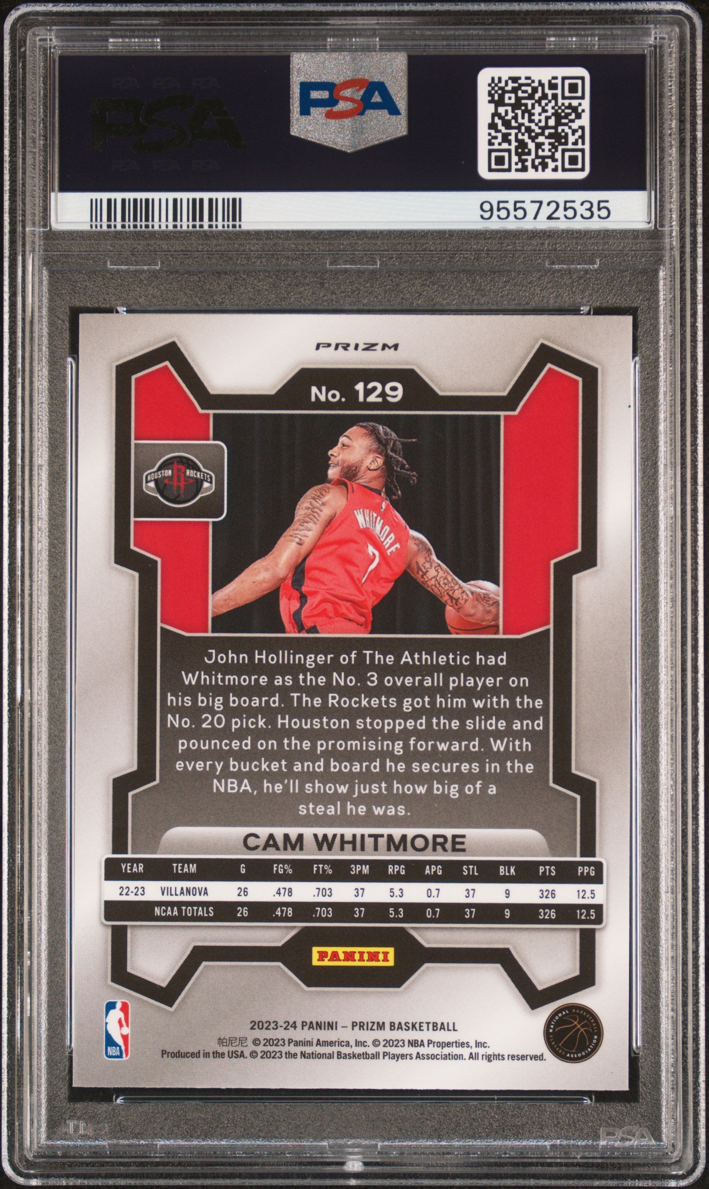 2023 Panini Prizm Cam Whitmore #129 Silver PSA 10