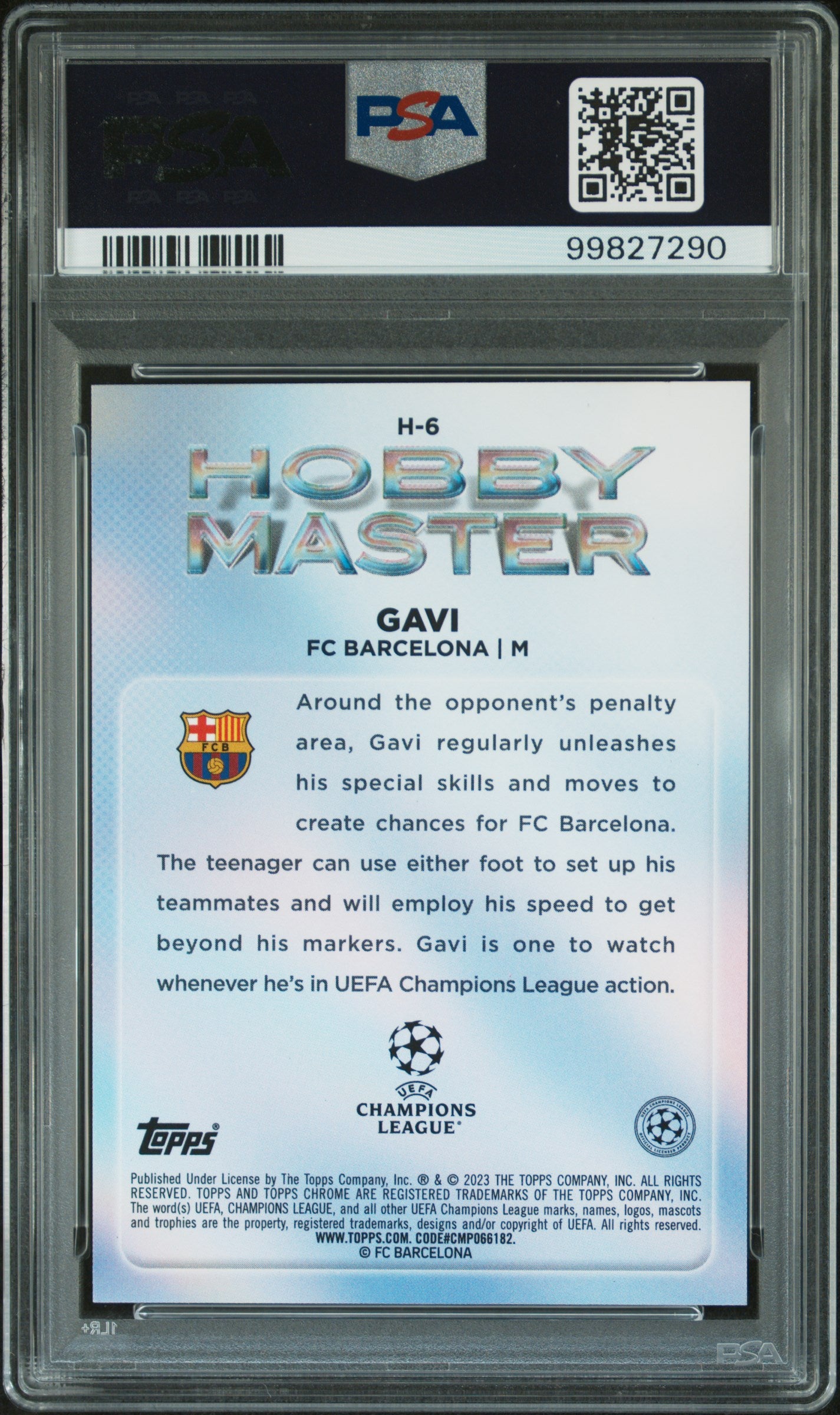 2022-23 Topps Chrome UEFA Club Competitions Hobby Masters Gavi #H6 PSA 9