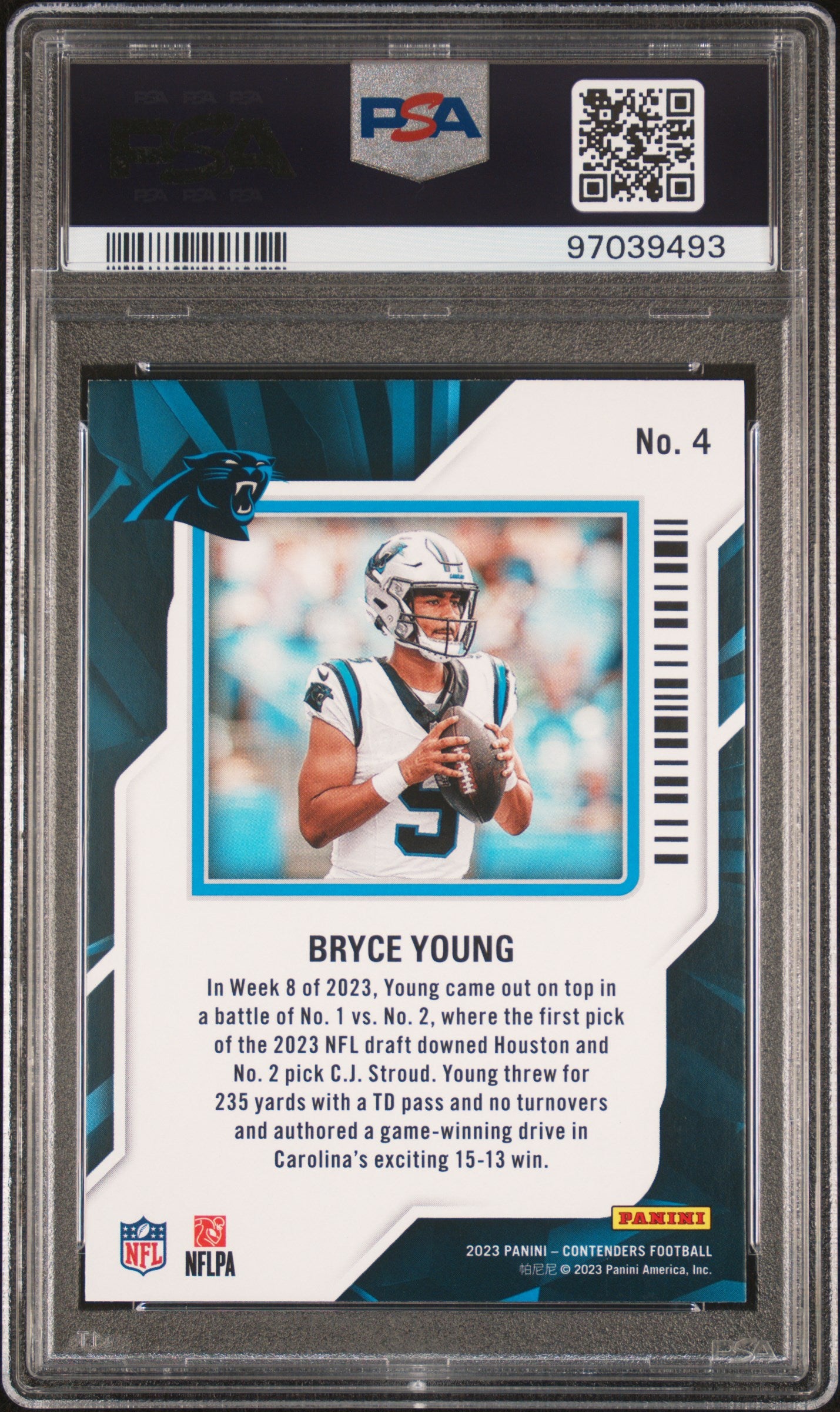 2023 Panini Contenders Rookie Of The Year Contenders Bryce Young #4 PSA 9