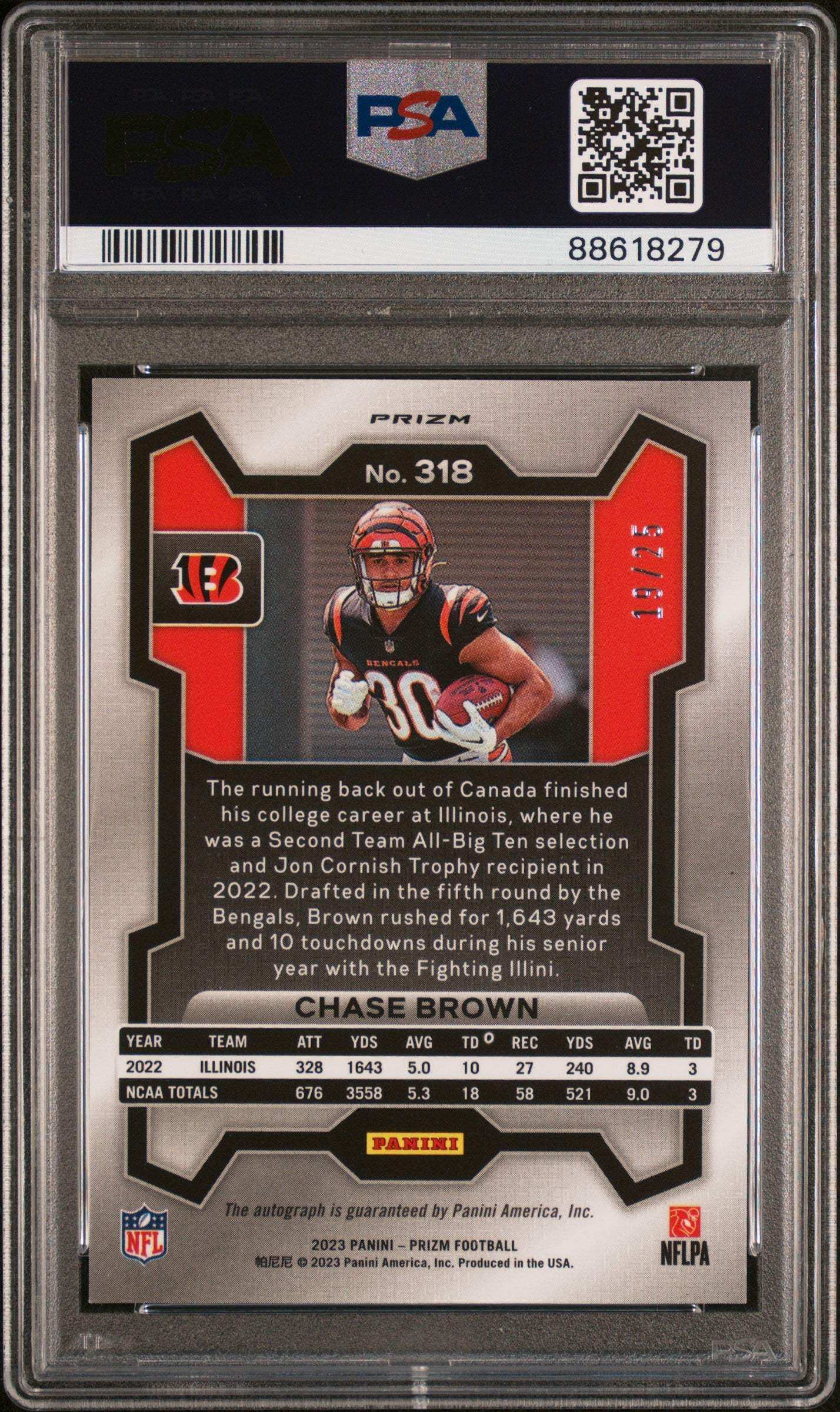 2023 Panini Prizm Chase Brown #318 Autograph Camo PSA 10