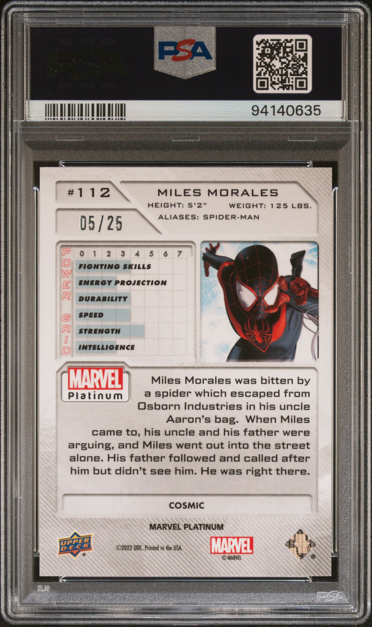 2023 Upper Deck Marvel Platinum Miles Morales #112 PSA 10