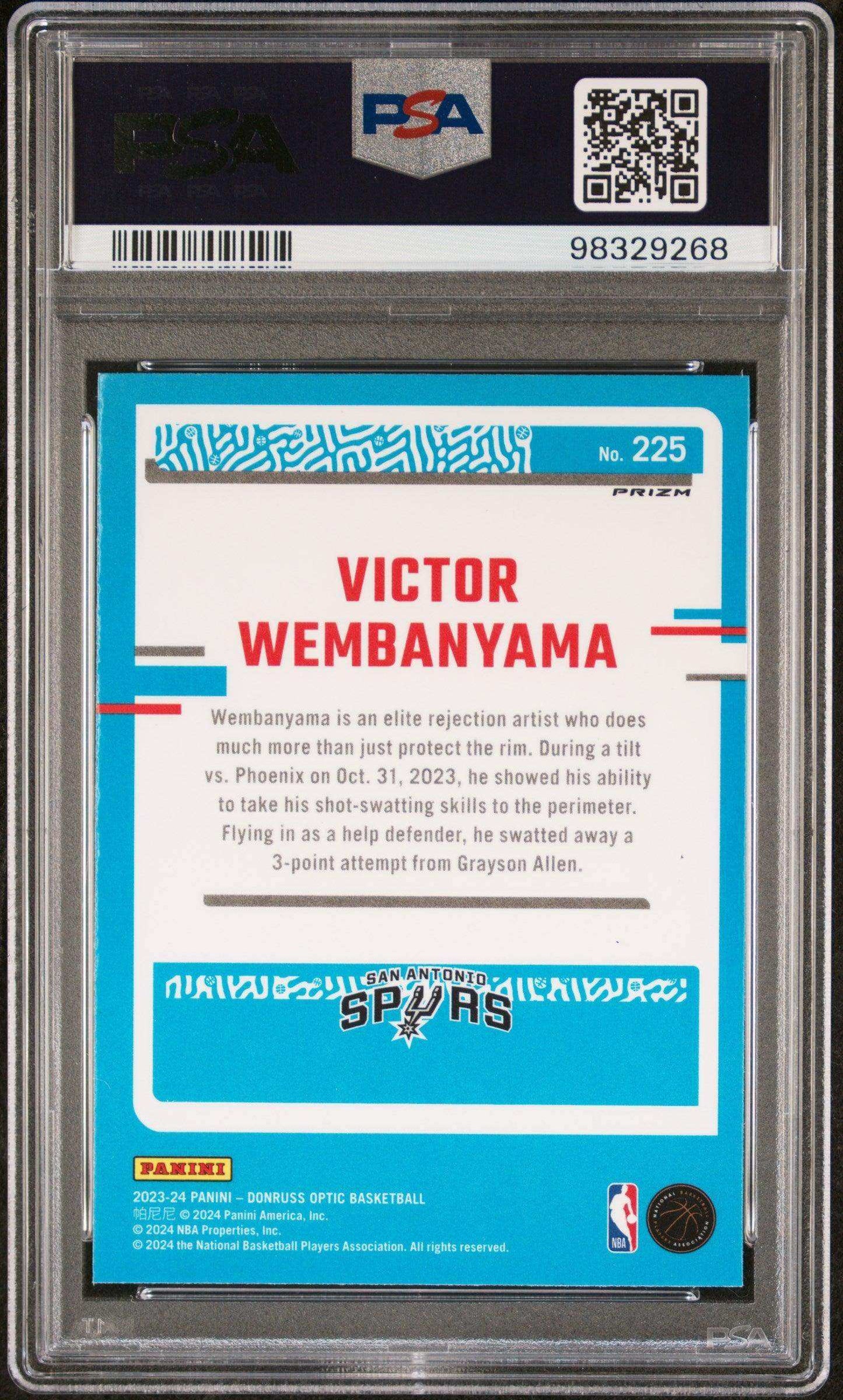 2023 Panini Donruss Optic Victor Wembanyama #225 Holo PSA