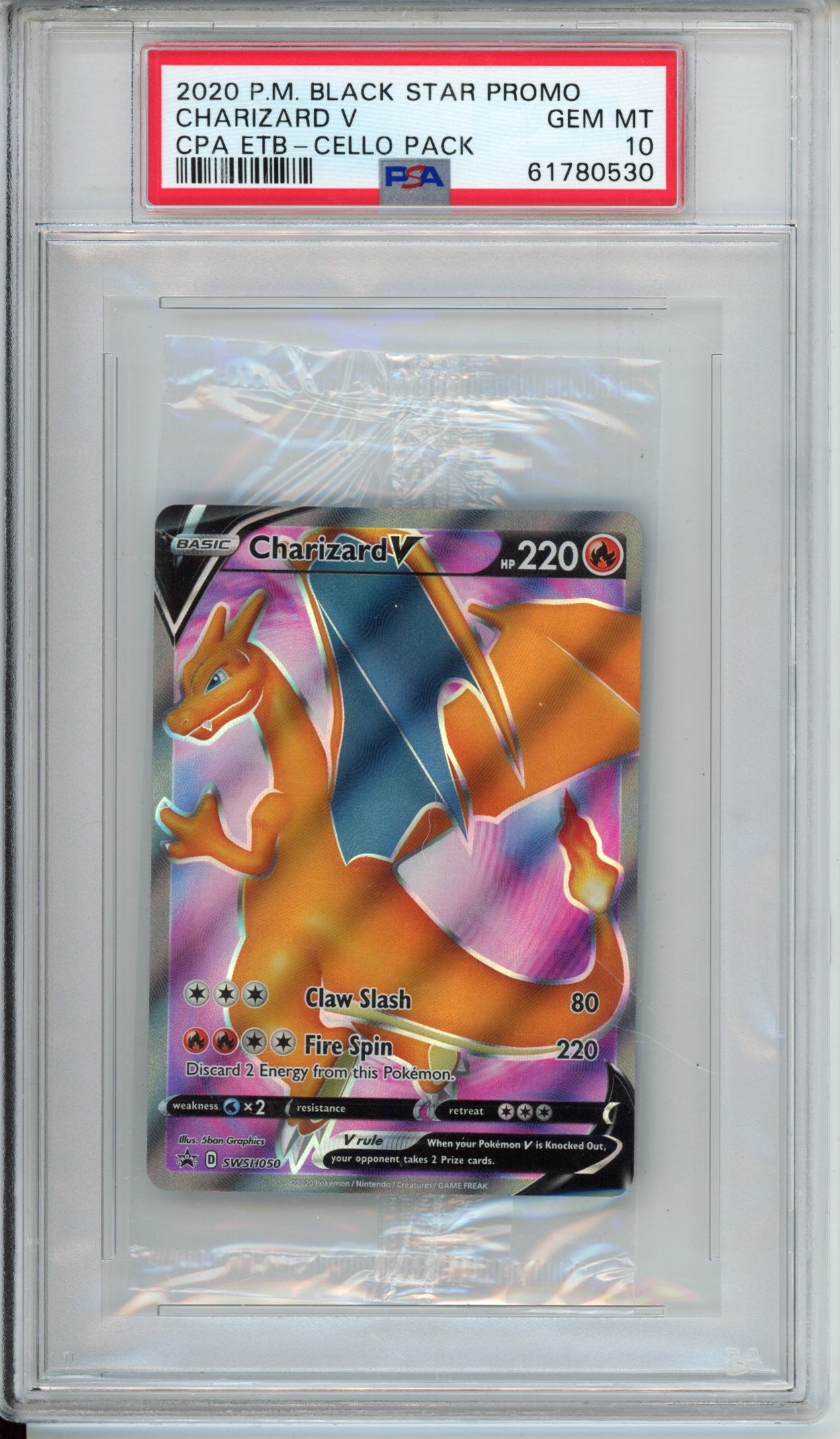 2020 Pokemon Black Star Promo Cello Pack Charizard V Cpa Etb PSA 10