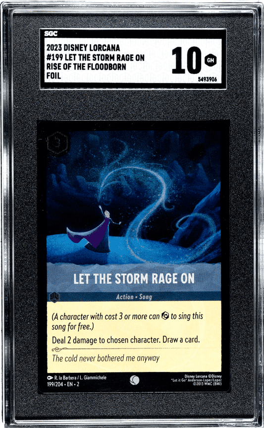 LET THE STORM RAGE ON #199 2023 DISNEY LORCANA RISE OF THE FLOODBORN FOIL SGC 10 GEM