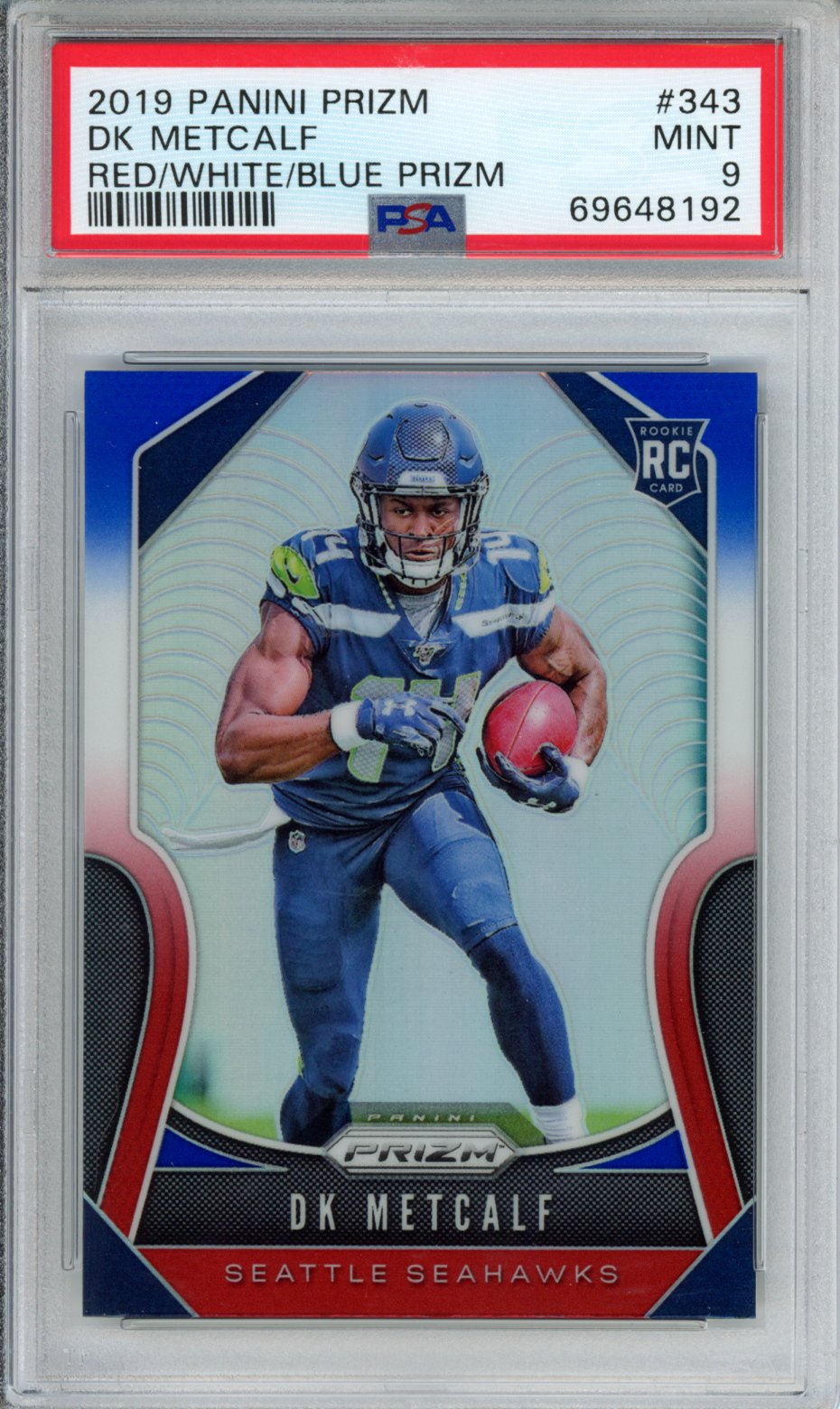 2019 Panini Prizm DK Metcalf #343 Red White Blue PSA 9