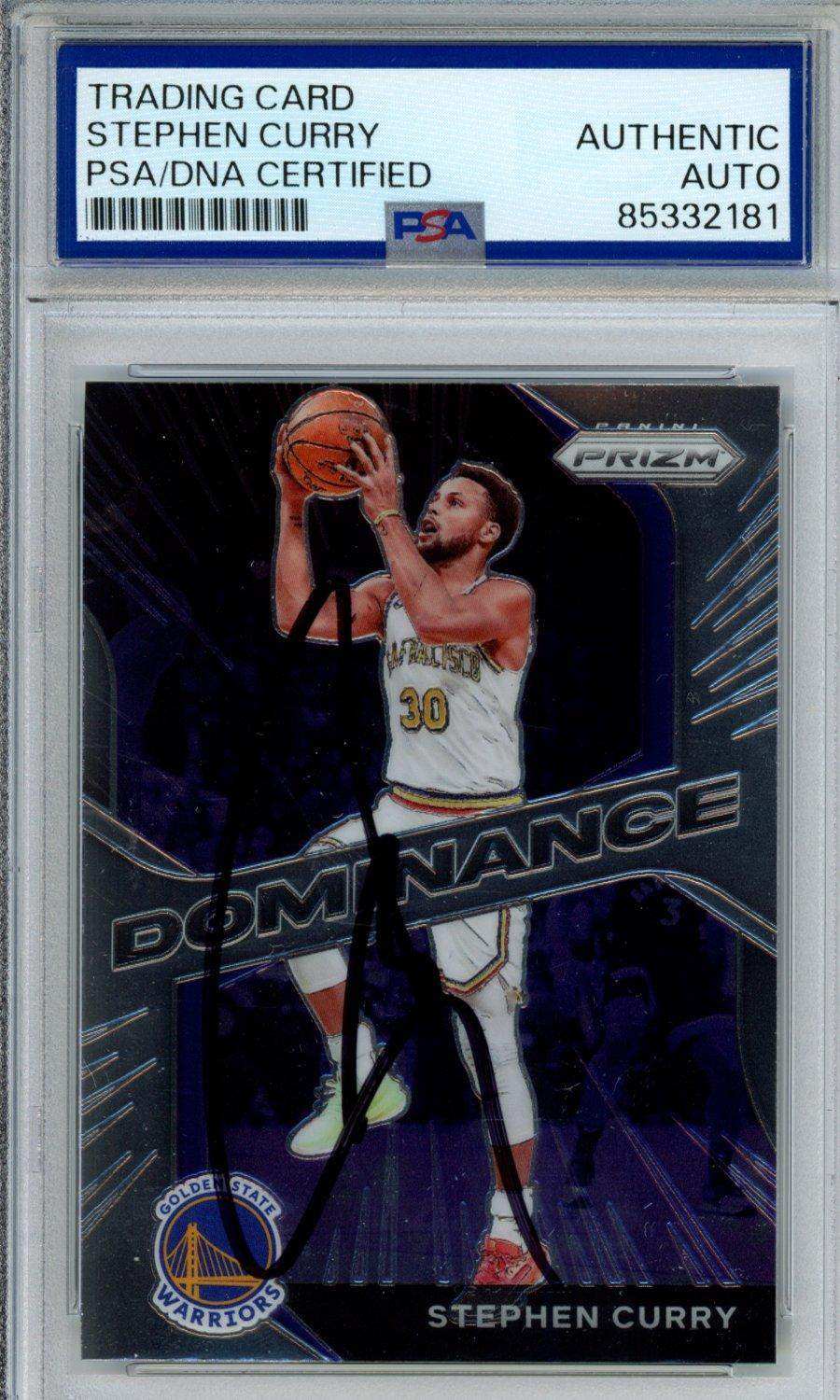 2023 Basketball 2020-21 PRIZM STEPHEN CURRY #24 DOMINANCE IN PERSON AUTO PSA CERT 85332181