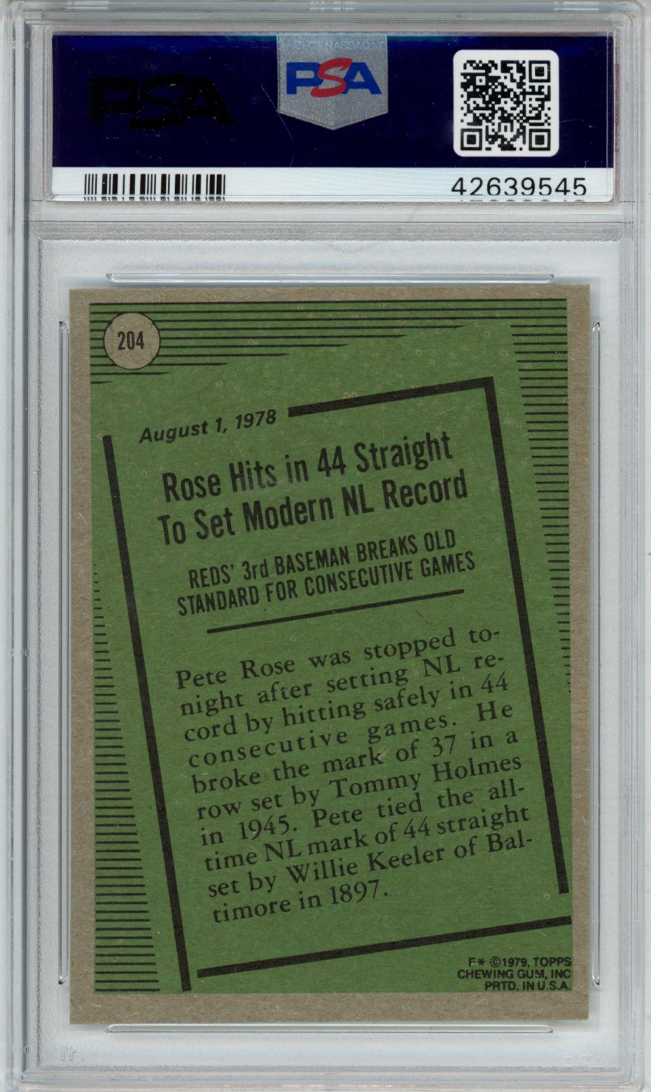 1979 Topps Pete Rose #204 PSA 9