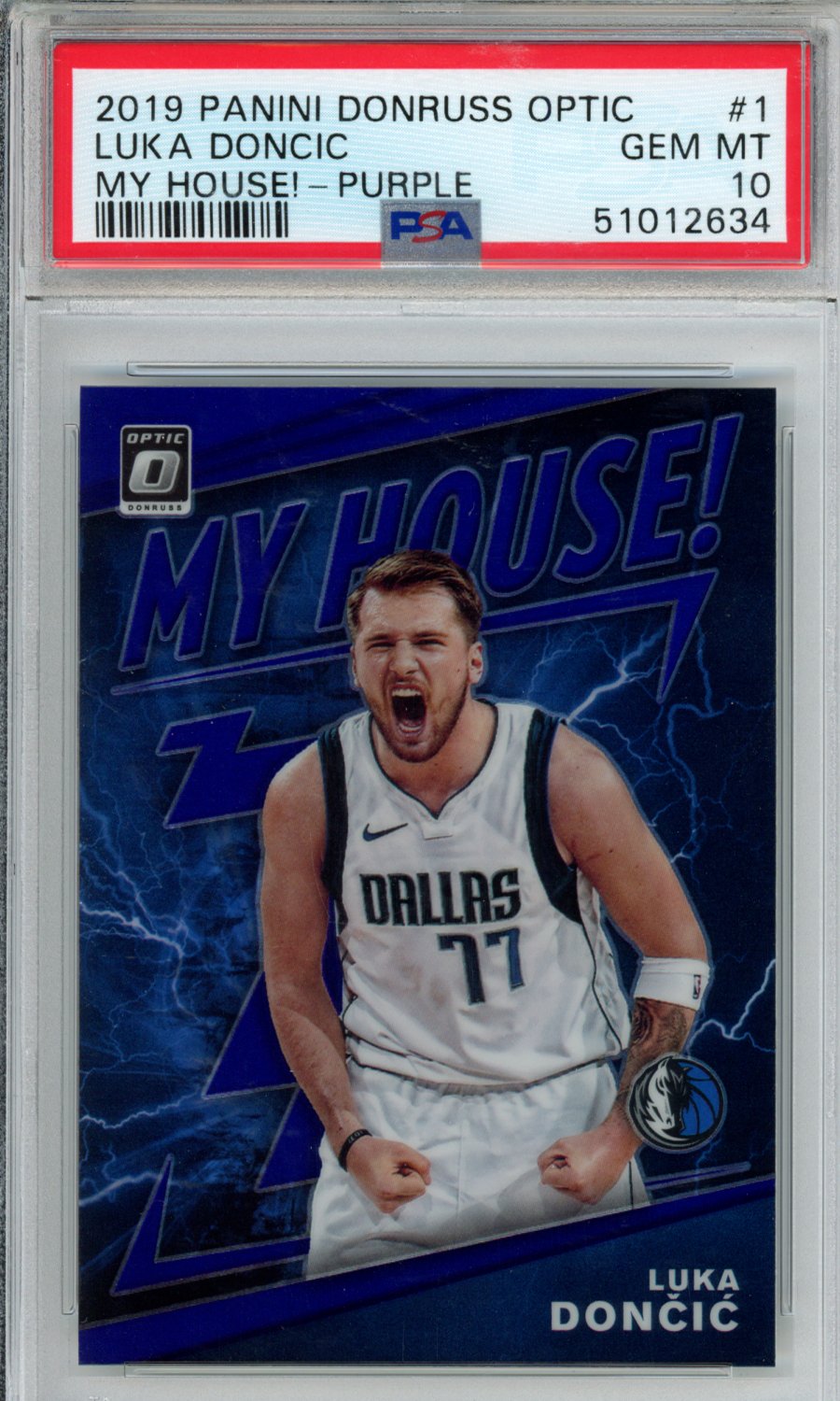 2019 Panini Donruss Optic My House! Luka Doncic #1 My House! Purple PSA 10