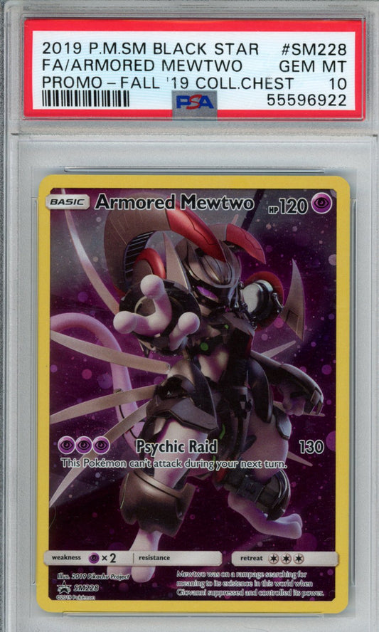 PokéMon TCG Armored Mewtwo Fa #SM228 Promo-Fall '19 Coll.Chest PSA 10