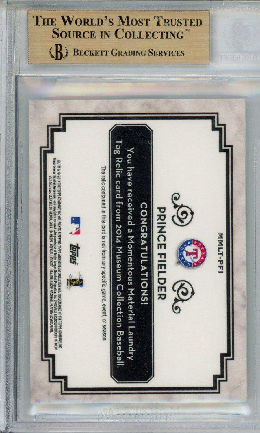 2014 Topps Museum Collection Momentous Material Laundry Tags Prince Fielder #MMLTPFI BGS