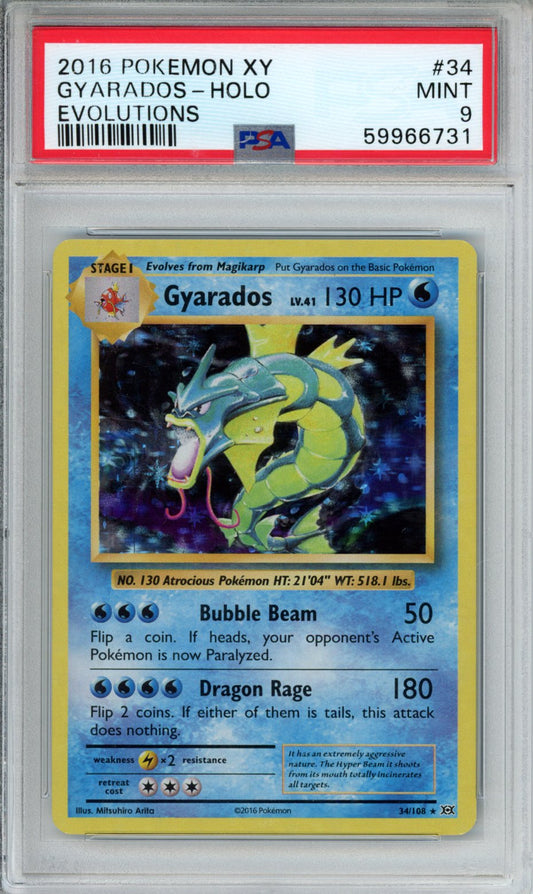 PokéMon TCG Gyarados #34 Evolutions PSA 9