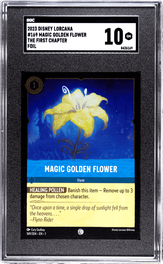 MAGIC GOLDEN FLOWER #169 2023 DISNEY LORCANA THE FIRST CHAPTER FOIL SGC 10 GEM