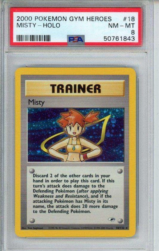 2000 Gym Heroes TCG Misty #18 PSA 8