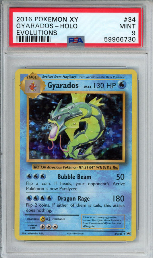 PokéMon TCG Gyarados #34 Evolutions PSA 9