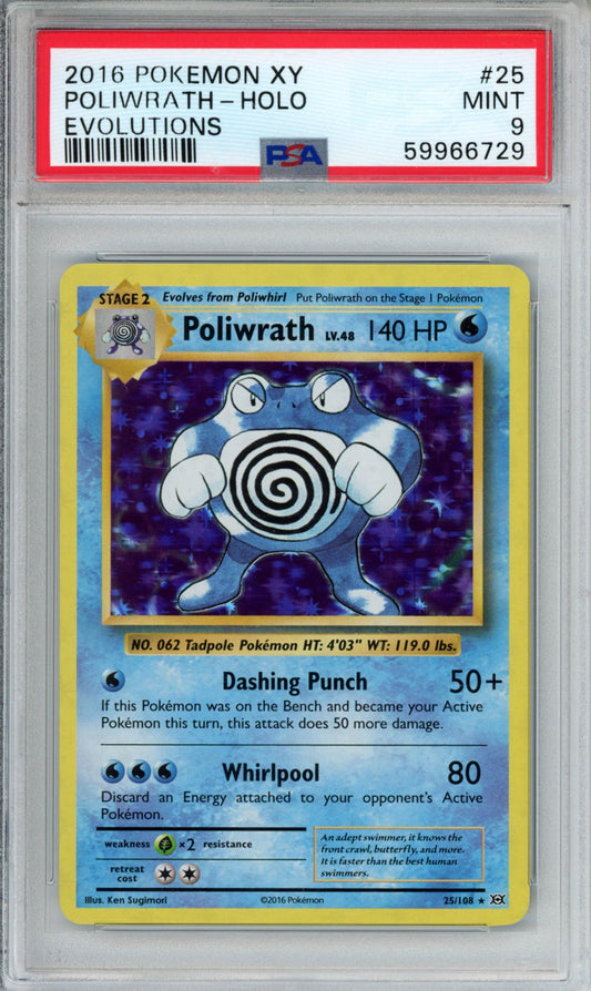 PokéMon TCG Poliwrath #25 Evolutions PSA 9