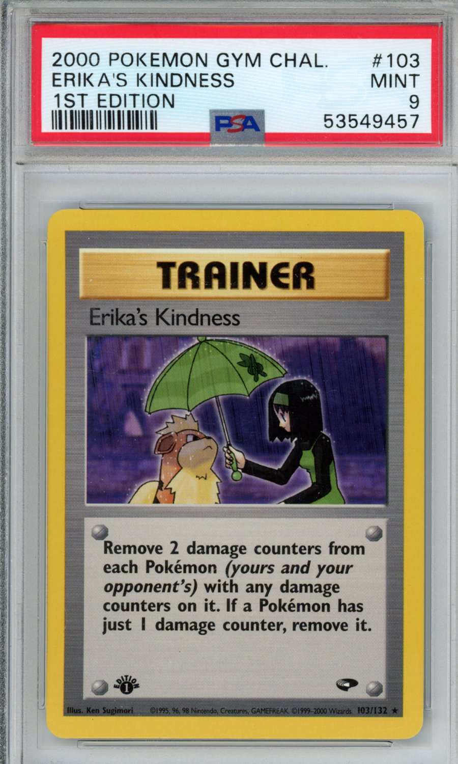 PokéMon TCG Erika's Kindness #103 1ST Edition PSA 9