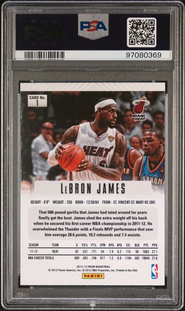 2012 PANINI PRIZM LeBRON JAMES #1 PSA NM 7