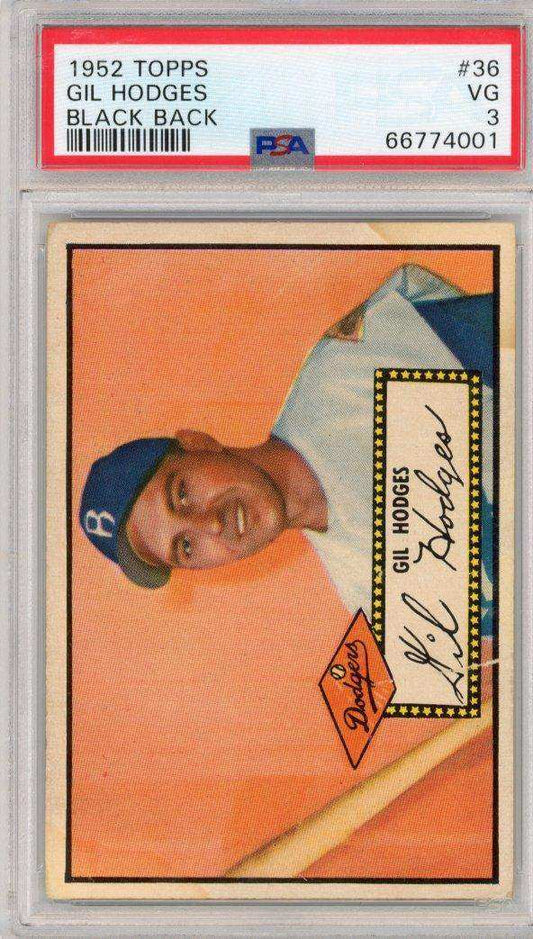 1952 Topps Gil Hodges #36 Black Back PSA 3