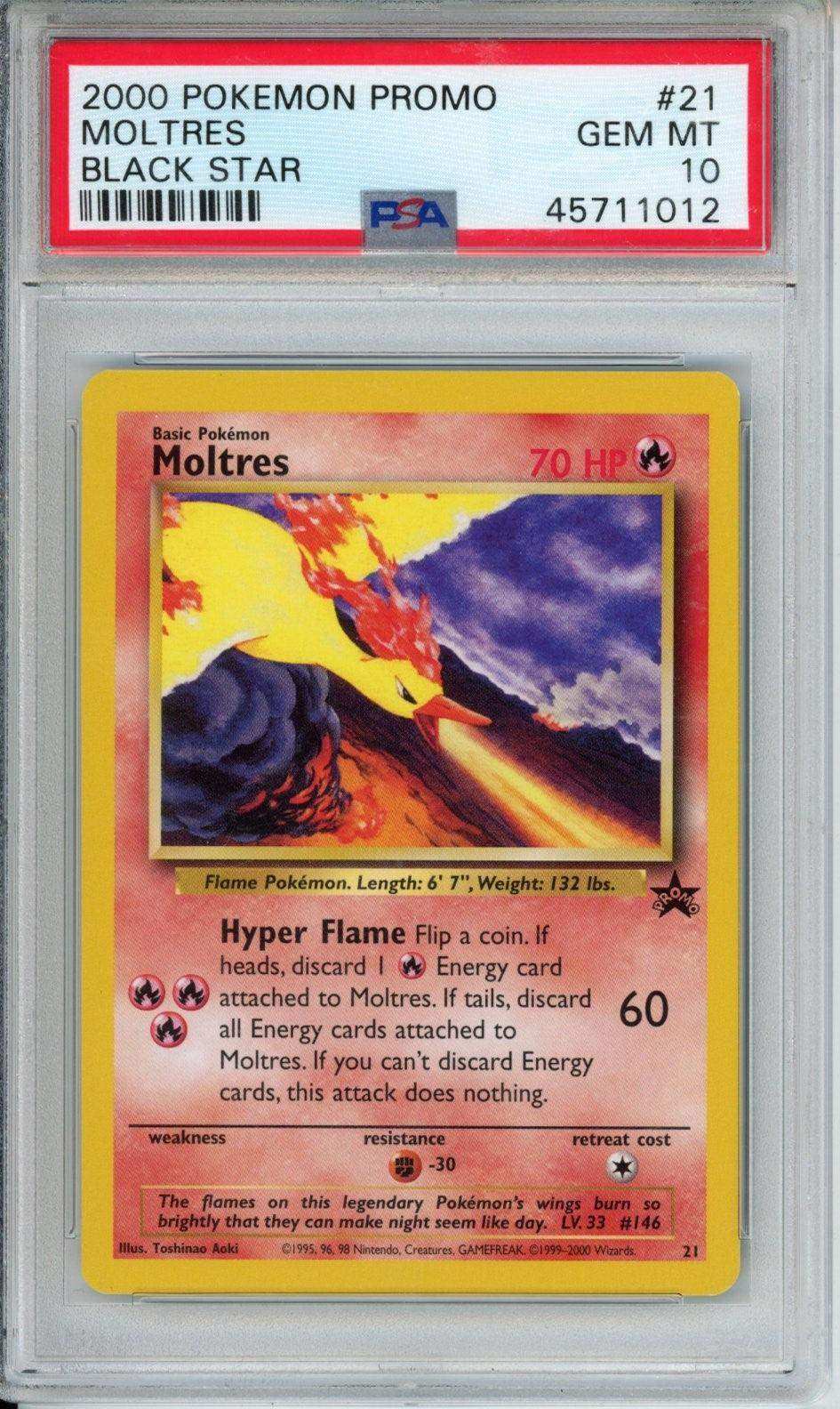 PokéMon TCG Moltres #21 Black Star-Aoki Error PSA 10