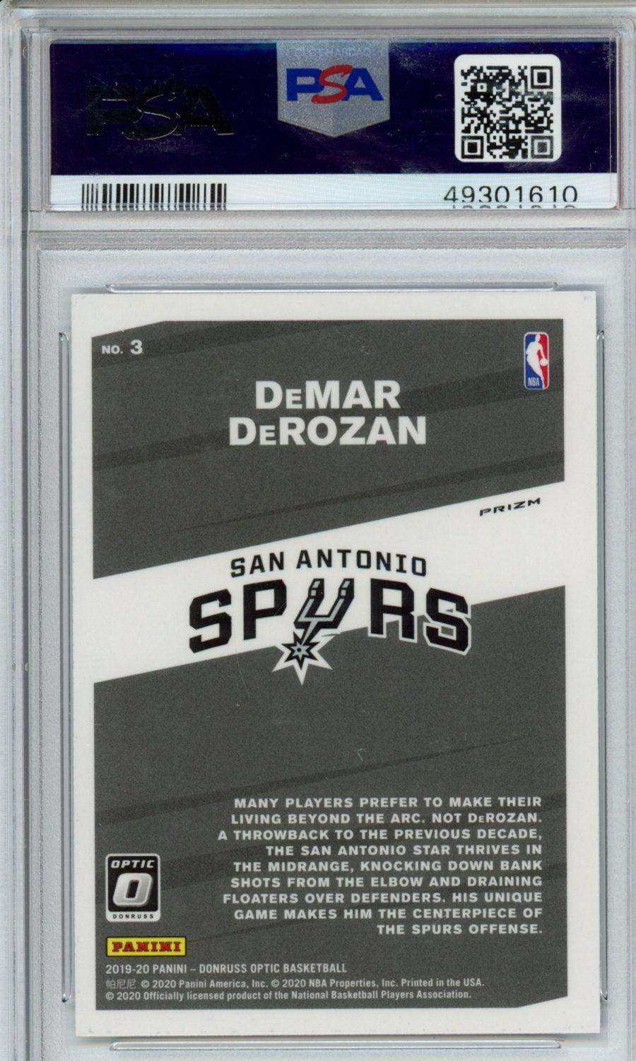 2019 Panini Donruss Optic My House! DeMar DeRozan #3 My House! Purple PSA