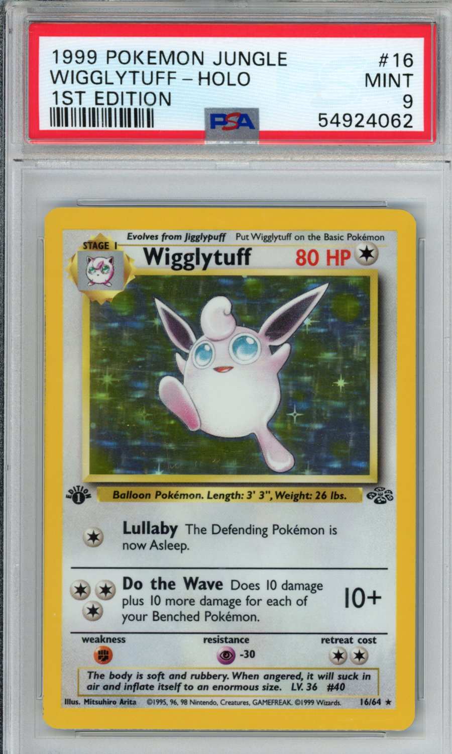 PokéMon TCG Wigglytuff #16 1ST Edition PSA 9