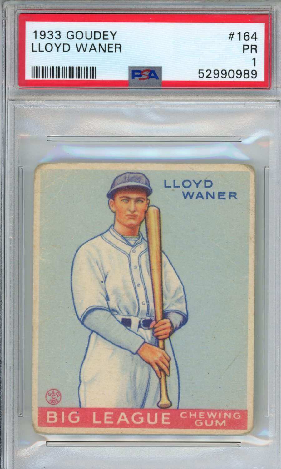 1933 Goudey Lloyd Waner #164 PSA 1