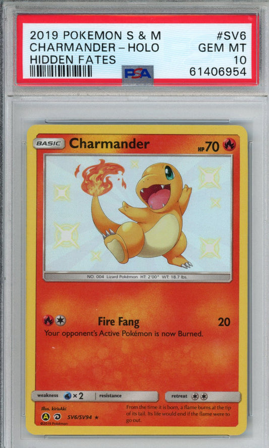 PokéMon TCG Charmander #SV6 Mongolian Hidden Fates PSA 10