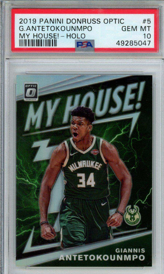 2019 Panini Donruss Optic My House! G. Antetokounmpo #5 My House! Holo PSA