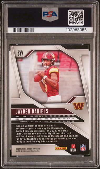 2024 PANINI PRIZM JAYDEN DANIELS #347 PSA MINT 9