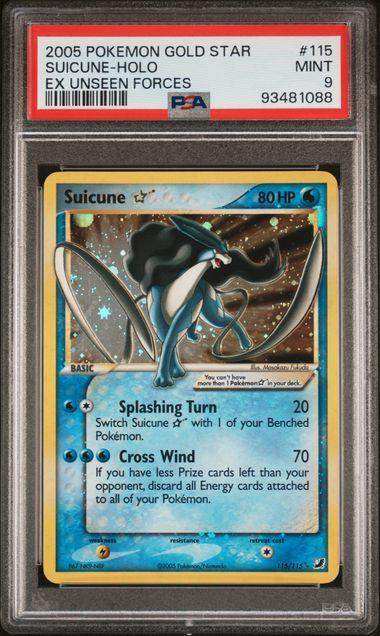 2005 POKEMON EX UNSEEN FORCES SUICUNE-HOLO EX UNSEEN FORCES #115 PSA MINT 9